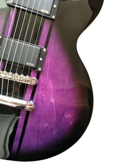 Custom Crown Double Cutaway Purple Stripe Guitar - Image 9