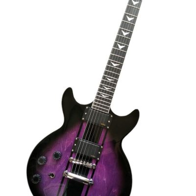 Custom Crown Double Cutaway Purple Stripe Guitar - Image 11