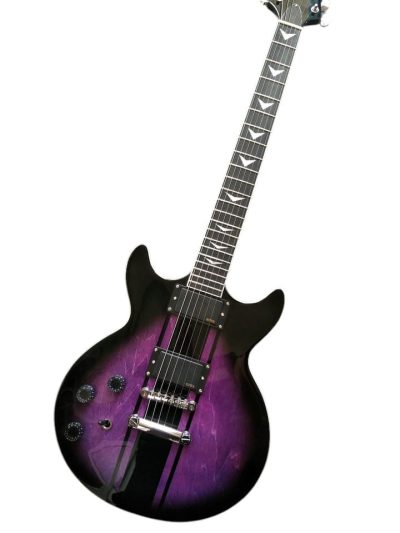 Custom Crown Double Cutaway Purple Stripe Guitar - Image 11
