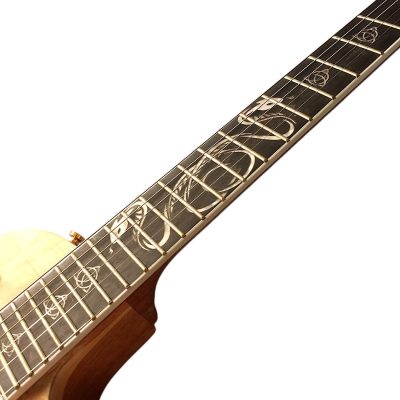 Custom Crown Dragon Snake Carved Natural Guitar - Image 7