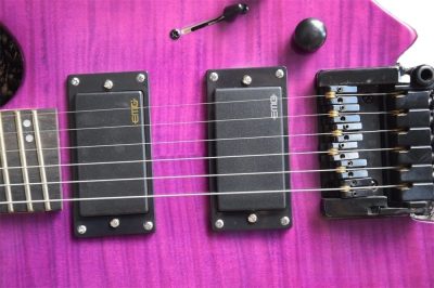 Custom Diplomat Multi Scale Fanned Frets Headless Pink Purple Guitar - Image 3