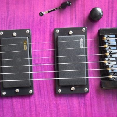 Custom Diplomat Fanned Frets Headless Pink Purple Guitar - Image 3