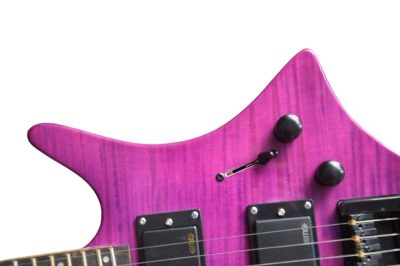 Custom Diplomat Multi Scale Fanned Frets Headless Pink Purple Guitar - Image 4