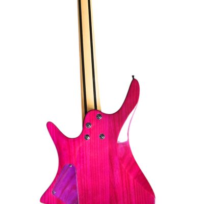 Custom Diplomat Fanned Frets Headless Pink Purple Guitar - Image 6