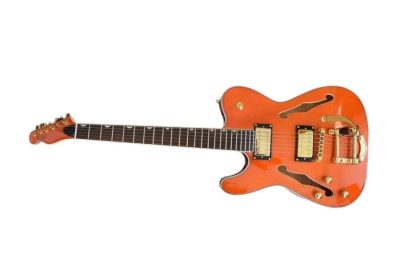 Custom Regent Paul Waller Arch Top Orange Bigsby Fhole Guitar - Image 2