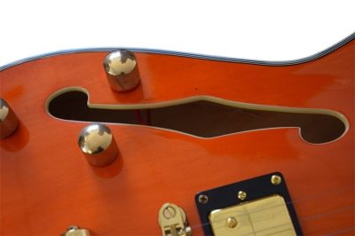 Custom Regent Paul Waller Arch Top Orange Bigsby Fhole Guitar - Image 7
