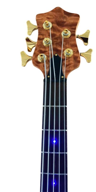 Custom Denver Smith Elite Figured Wood Quilted Maple 5 String LED Fretboard Bass - Image 6