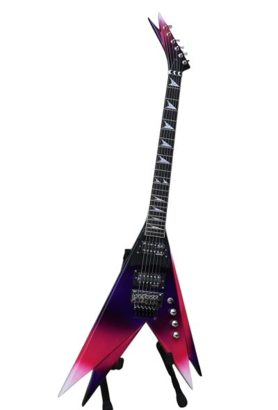 Custom Silverpine Vinnie Vincent II Flying Double V Purple Pink Guitar ML
