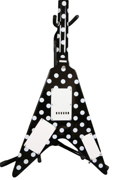 Custom Crown Randy Rhoads Flying V Black Polka Dots Guitar - Image 2