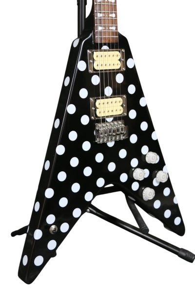 Custom Crown Randy Rhoads Flying V Black Polka Dots Guitar