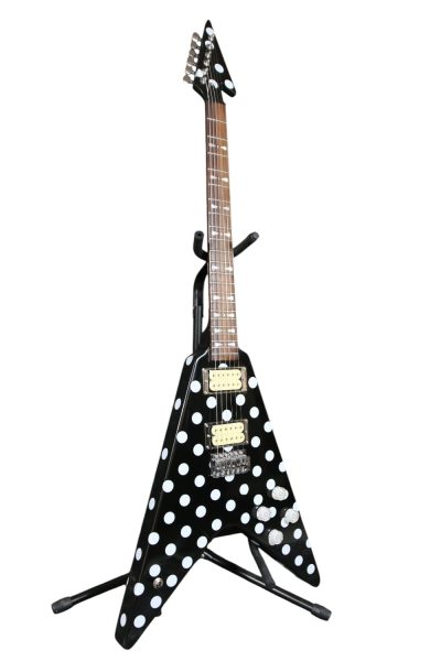 Custom Crown Randy Rhoads Flying V Black Polka Dots Guitar - Image 6