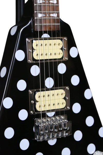 Custom Crown Randy Rhoads Flying V Black Polka Dots Guitar - Image 7
