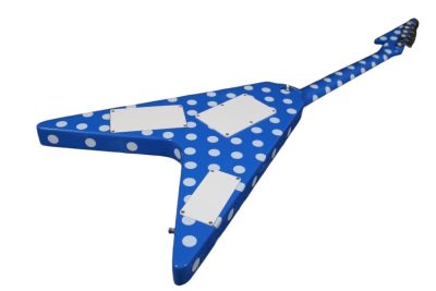Custom Crown Tremolo Randy Rhoads Flying V Blue Polka Dots Guitar - Image 6