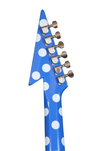 Custom Crown Tremolo Randy Rhoads Flying V Blue Polka Dots Guitar - Image 7