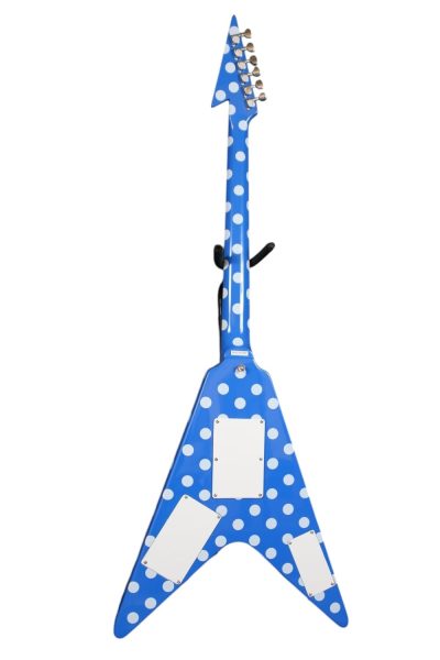 Custom Crown Tremolo Randy Rhoads Flying V Blue Polka Dots Guitar - Image 9