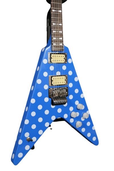 Custom Crown Tremolo Randy Rhoads Flying V Blue Polka Dots Guitar