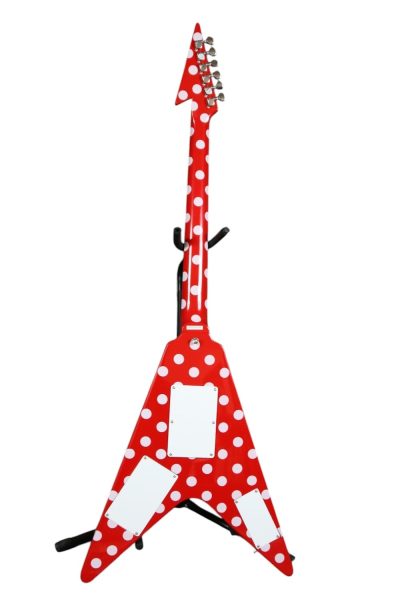 Custom Crown Tremolo Randy Rhoads Flying V Red Polka Dots Guitar - Image 3