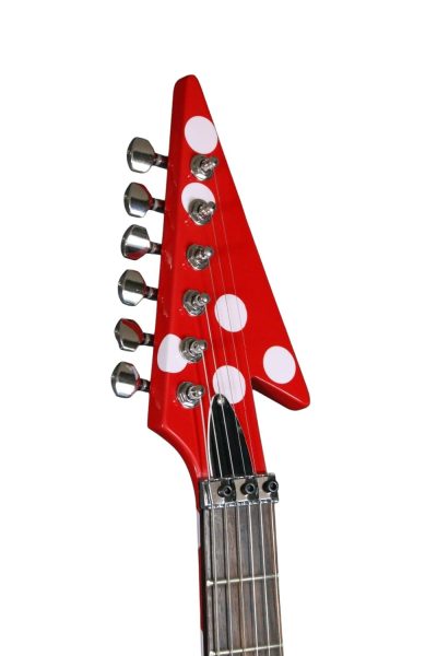 Custom Crown Tremolo Randy Rhoads Flying V Red Polka Dots Guitar - Image 4