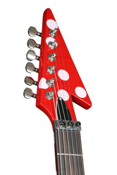 Custom Crown Tremolo Randy Rhoads Flying V Red Polka Dots Guitar - Image 5