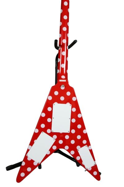 Custom Crown Tremolo Randy Rhoads Flying V Red Polka Dots Guitar - Image 7