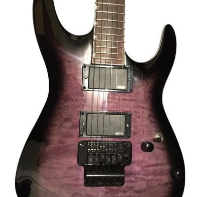 Custom Obsidian E II Horizon Pink Purple Quilted Maple Top Tremolo Guitar