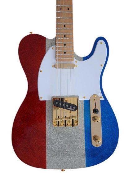 Custom Regent Buck Owens Red Blue Silver Sparkle Finish Guitar
