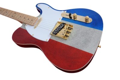 Custom Regent Buck Owens Red Blue Silver Sparkle Finish Guitar - Image 6