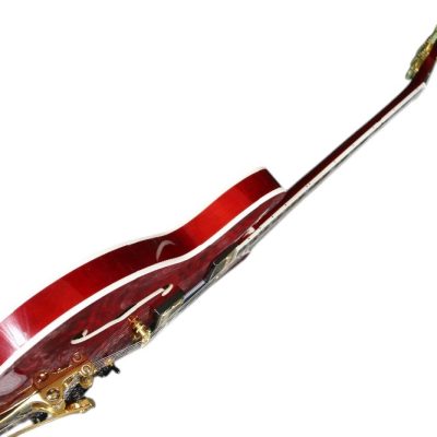 Custom Crown Cherry Red Quilted Maple Top Tremolo Fhole Semi Hollow ES335 Guitar - Image 2