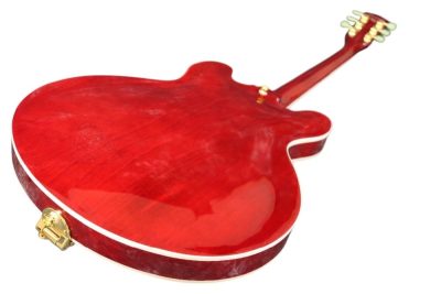 Custom Crown Cherry Red Quilted Maple Top Tremolo Fhole Semi Hollow ES335 Guitar - Image 3