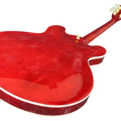 Custom Crown Cherry Red Quilted Maple Top Tremolo Fhole Semi Hollow ES335 Guitar - Image 3