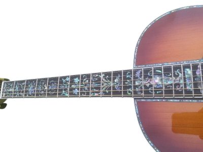 Custom Vertex D45 Classic Solid Spruce Top Flower Abalone Acoustic Guitar Sunburst - Image 4