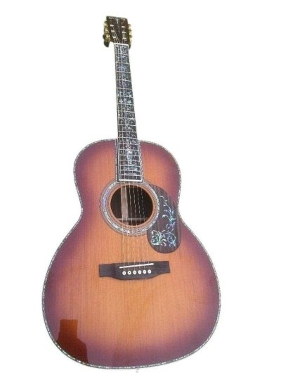 Custom Vertex D45 Classic Solid Spruce Top Flower Abalone Acoustic Guitar Sunburst