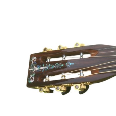 Custom Vertex D45 Classic Solid Spruce Top Flower Abalone Acoustic Guitar Sunburst - Image 9