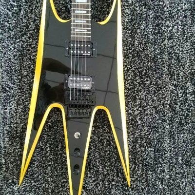Custom Norturne Warlock Black Yellow Strip Guitar - Image 3