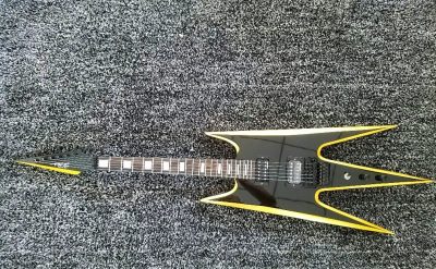 Custom Norturne Warlock Black Yellow Strip Guitar Floyd Rose Tremolo - Image 4