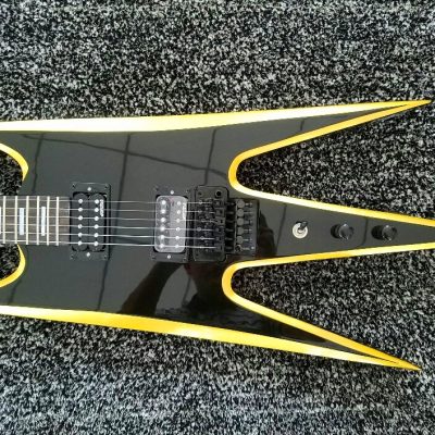 Custom Norturne Warlock Black Yellow Strip Guitar - Image 5