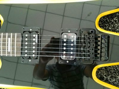Custom Norturne Warlock Black Yellow Strip Guitar Floyd Rose Tremolo - Image 6