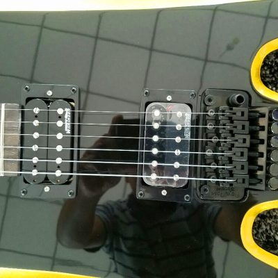 Custom Norturne Warlock Black Yellow Strip Guitar - Image 6