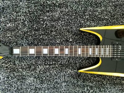 Custom Norturne Warlock Black Yellow Strip Guitar Floyd Rose Tremolo - Image 7