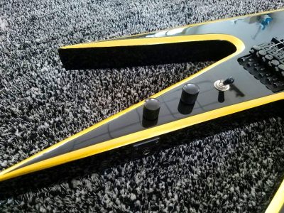 Custom Norturne Warlock Black Yellow Strip Guitar Floyd Rose Tremolo - Image 9