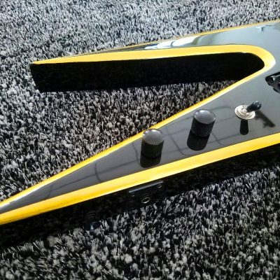 Custom Norturne Warlock Black Yellow Strip Guitar - Image 9