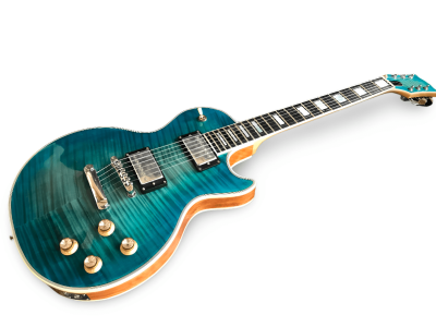 Custom Crown Aqua Teal Traditional Flame Maple Top Guitar - Image 2