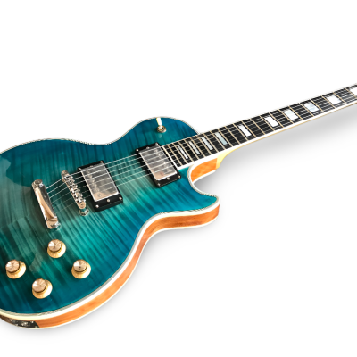 Custom Crown Aqua Teal Traditional Flame Maple Top Guitar - Image 2