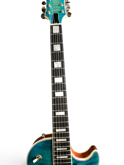 Custom Crown Aqua Teal Traditional Flame Maple Top Guitar - Image 6