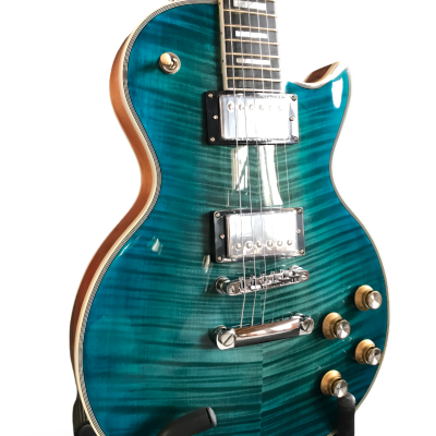 Custom Crown Aqua Teal Traditional Flame Maple Top Guitar - Image 12