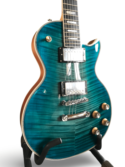 Custom Crown Aqua Teal Traditional Flame Maple Top Guitar - Image 12