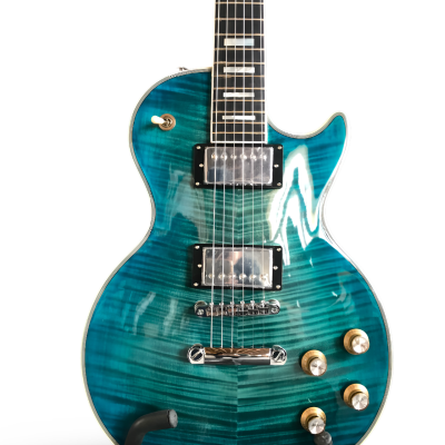 Custom Crown Aqua Teal Traditional Flame Maple Top Guitar