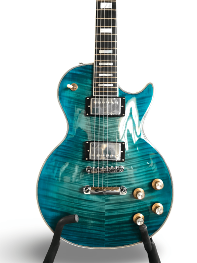 Custom Crown Aqua Teal Traditional Flame Maple Top Guitar