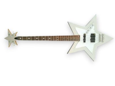 Custom Pulse Bootsy Silver Sparkle Star Space 4 String Rock Bass MEC Pickups Option - Image 2