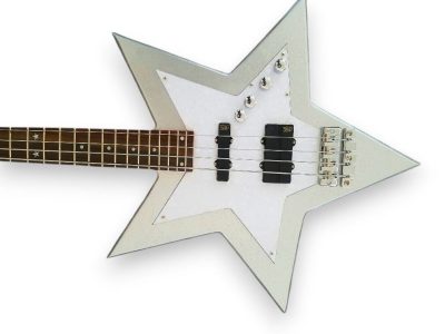 Custom Pulse Bootsy Silver Sparkle Star Space 4 String Rock Bass MEC Pickups Option - Image 3